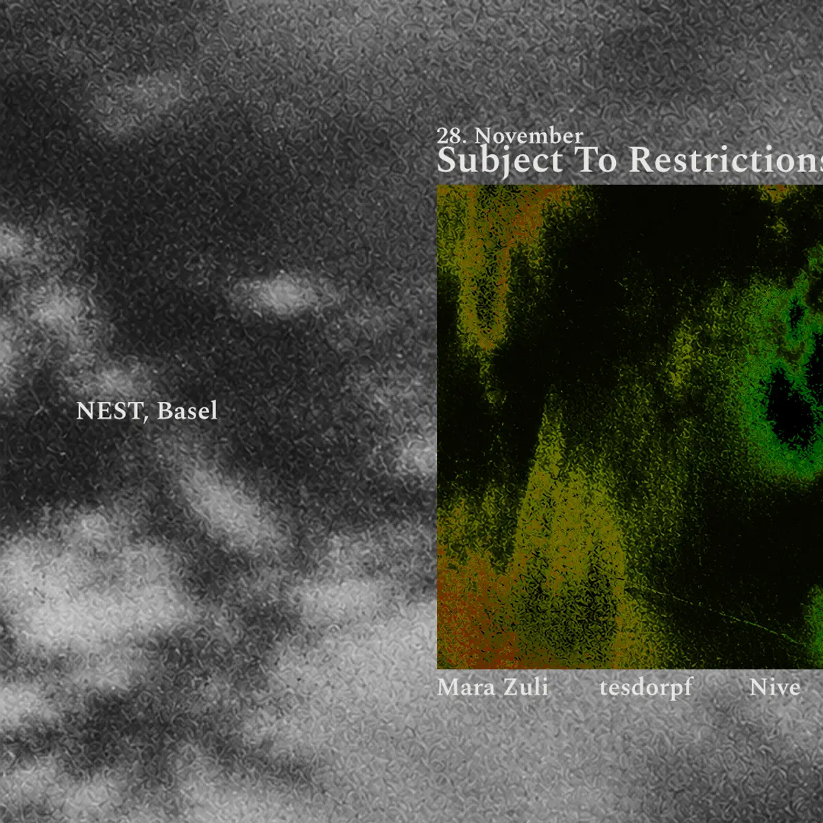 Flyer: Subject To Restrictions Discs pres. Mara Zuli • Tesdorpf • Nive • Dominik André
