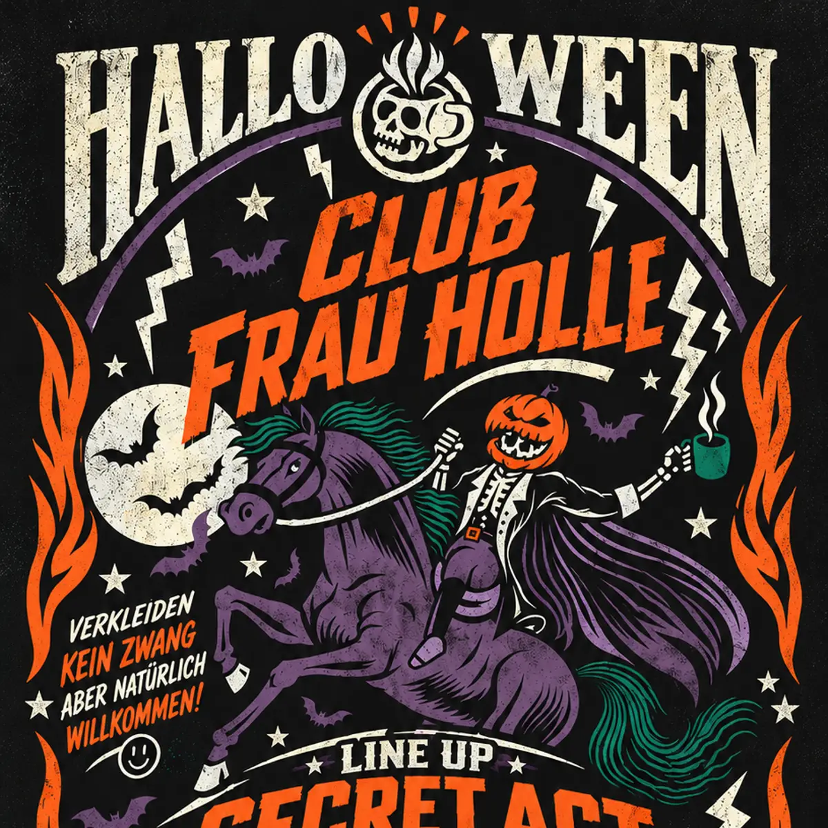 Flyer: HALLOWEEN Frau Holle. SecretAct (NewYork),René Schwedler,Oliver Eich,Matt Blue,Timeless Moments
