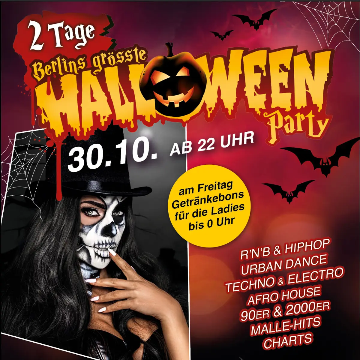 Flyer: Halloween in der Kulturbrauerei Friday
