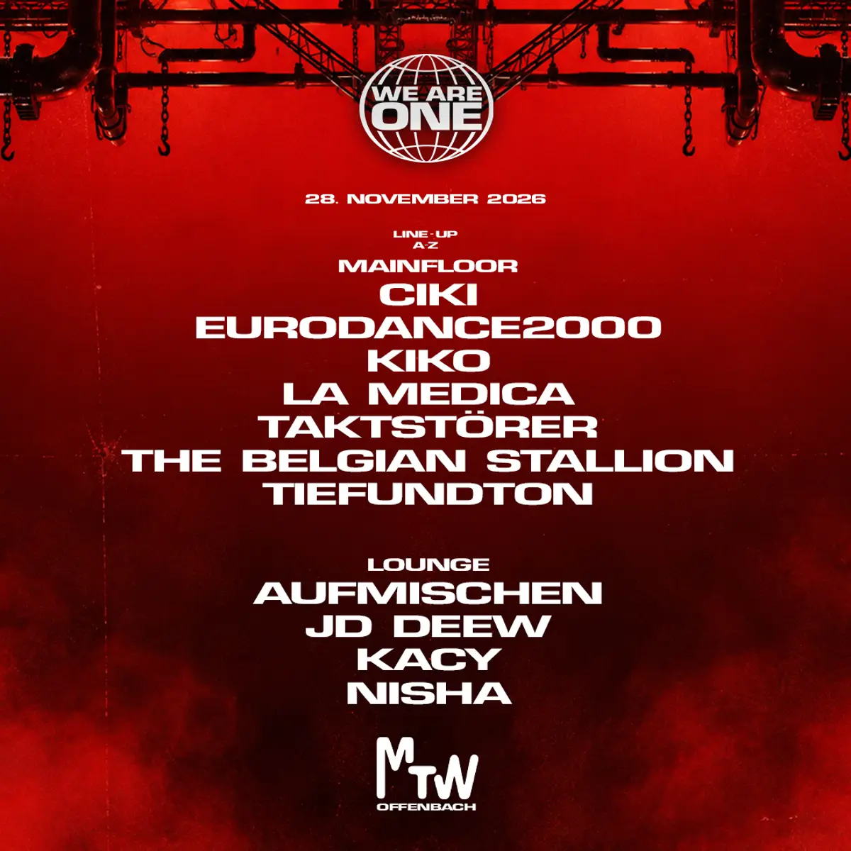 Flyer: WE ARE ONE x MTW with TAKTSTÖRER & Tiefundton